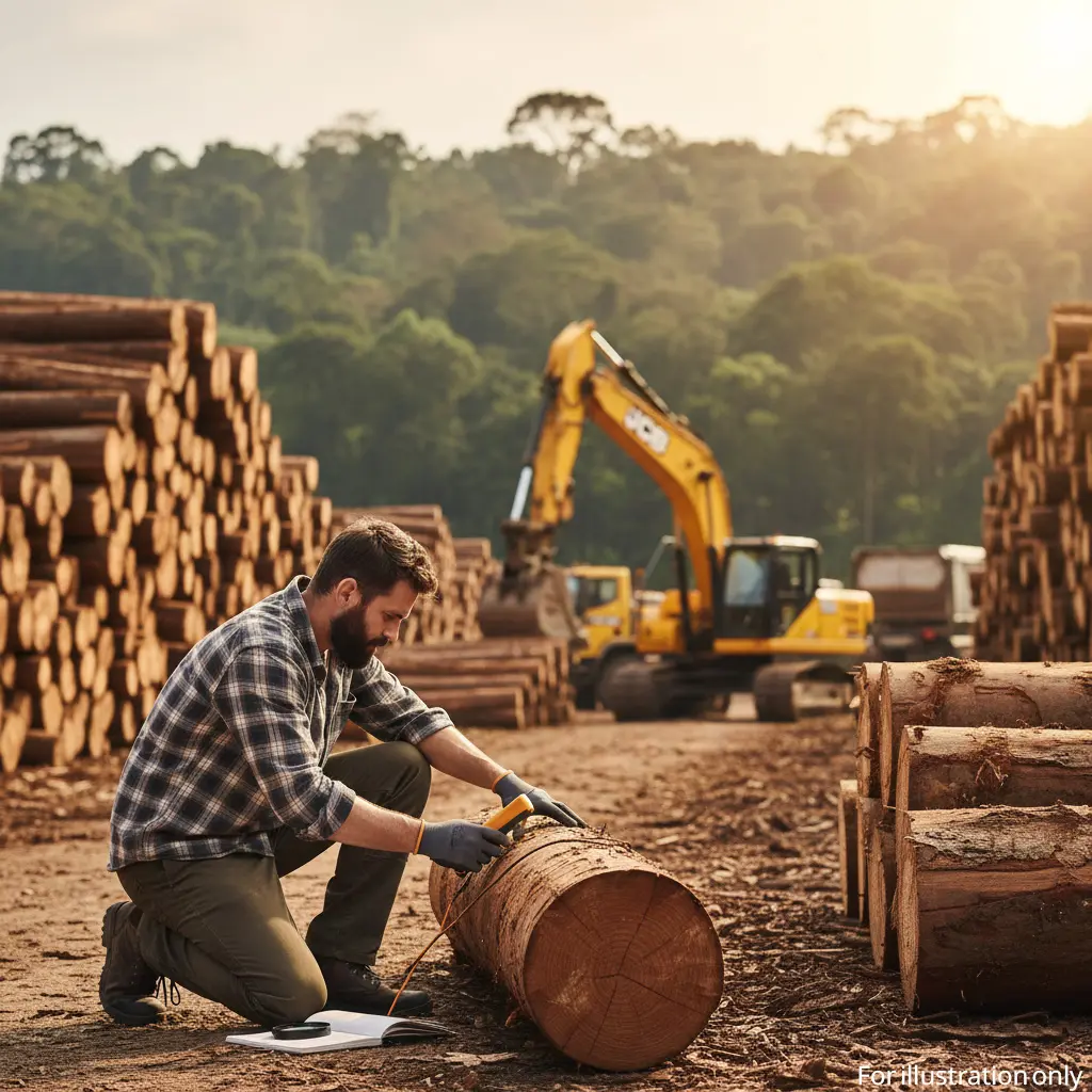 person is selecting the quality wooden logs in a depot, for manufacturing wooden dress form stand