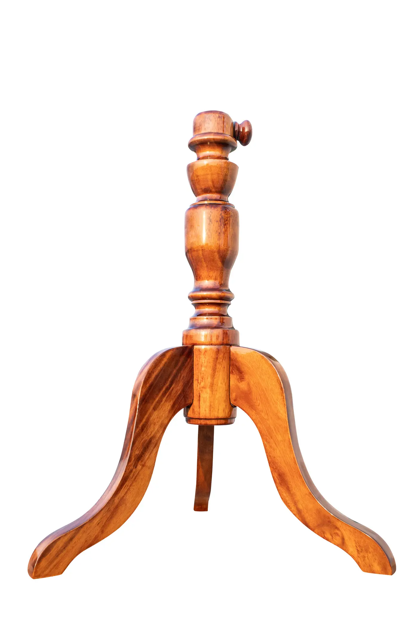 wooden dress form stand in elm wood in sheesham colour, tripod, three leg base