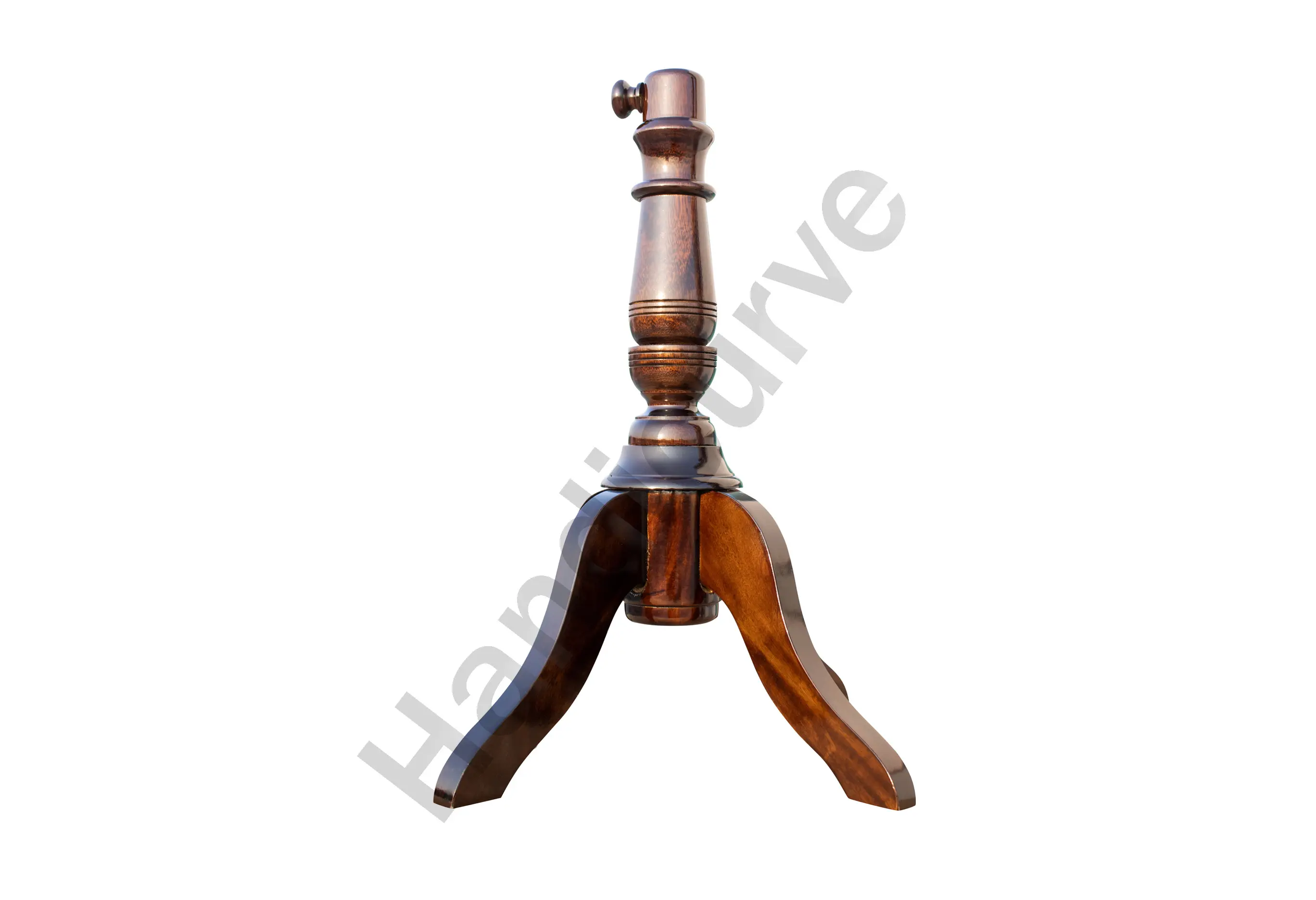 wooden dress form stand tripod three legs, dress form wooden base for torso, on white background