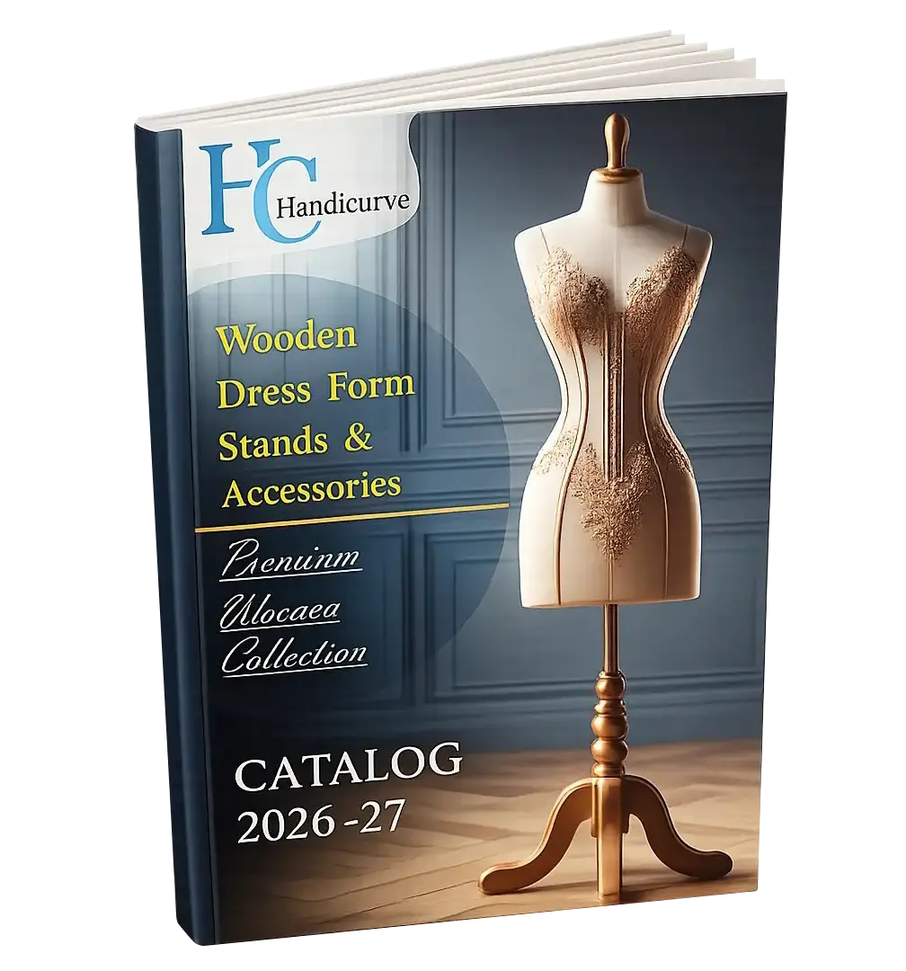 wooden dress form stands, display products, coat stands, mannequin stands, latest catalogue handicurve