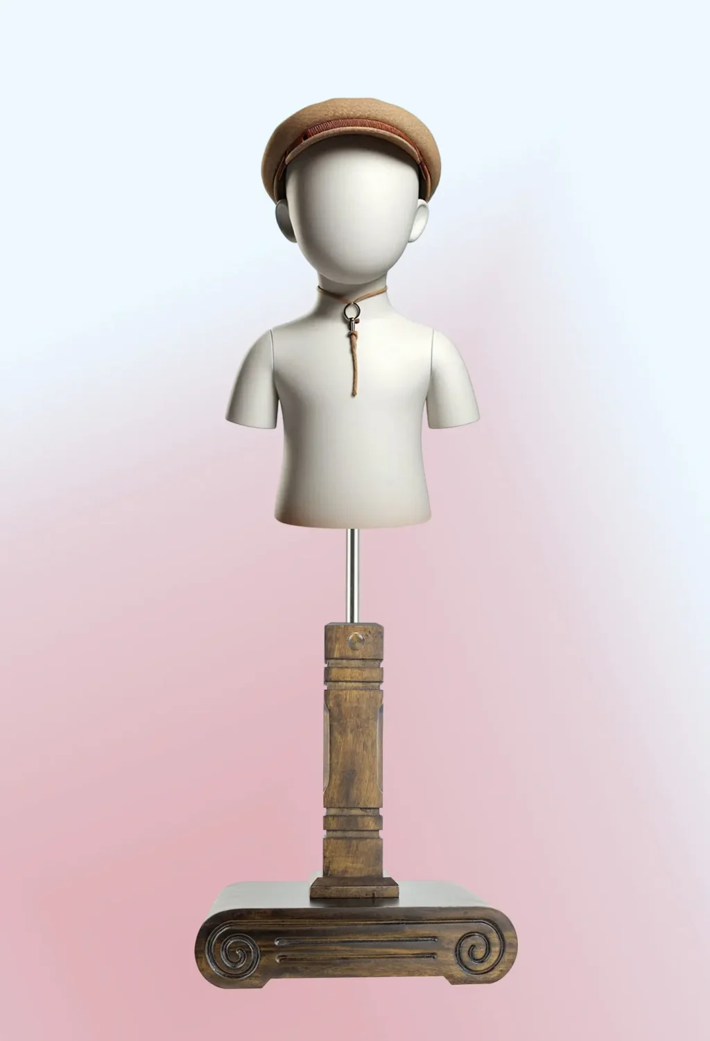 wooden child pedestal dress form stand